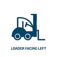 loader facing left vector icon. loader facing left, vector, graphic filled icons from flat tools and machinery concept. Isolated black glyph icon, vector illustration symbol element for web design and