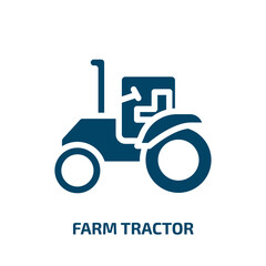 farm tractor vector icon. farm tractor, tractor, farm filled icons from flat tools and machinery concept. Isolated black glyph icon, vector illustration symbol element for web design and mobile apps