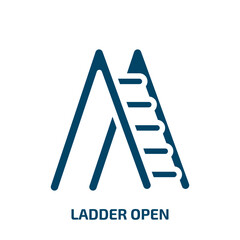 ladder open vector icon. ladder open, ladder, open filled icons from flat tools and machinery concept. Isolated black glyph icon, vector illustration symbol element for web design and mobile apps