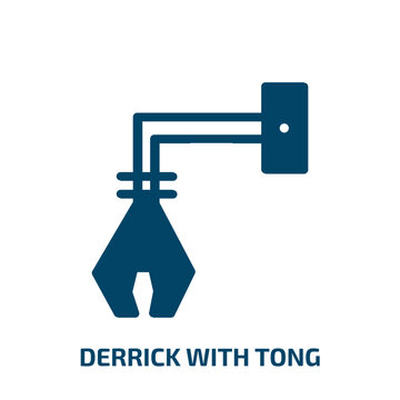 derrick with tong vector icon. derrick with tong, big, tong filled icons from flat constructicons concept. Isolated black glyph icon, vector illustration symbol element for web design and mobile apps