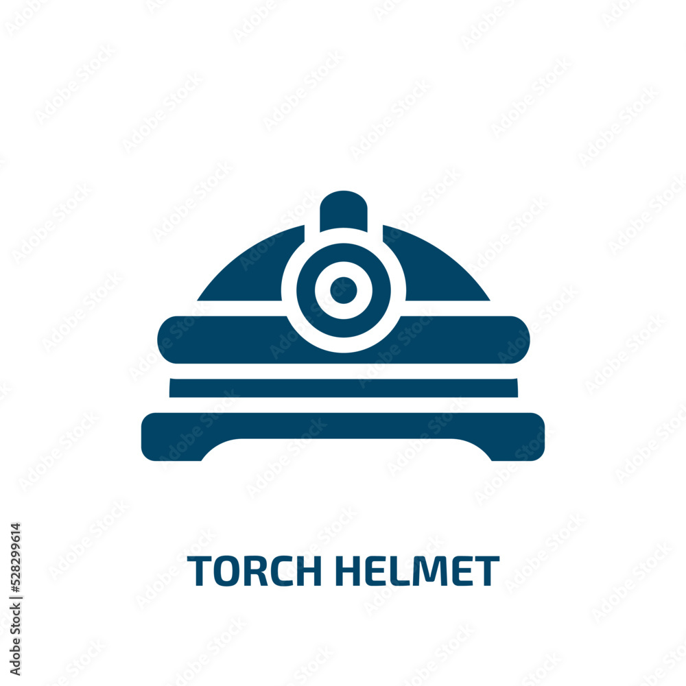 Poster torch helmet vector icon. torch helmet, helmet, torch filled icons from flat construction line craft