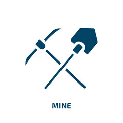 mine vector icon. mine, industry, technology filled icons from flat tools concept. Isolated black glyph icon, vector illustration symbol element for web design and mobile apps