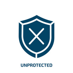 unprotected vector icon. unprotected, padlock, unlock filled icons from flat concept. Isolated black glyph icon, vector illustration symbol element for web design and mobile apps