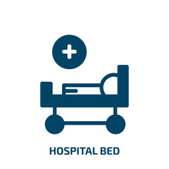 hospital bed vector icon. hospital bed, hospital, bed filled icons from flat concept. Isolated black glyph icon, vector illustration symbol element for web design and mobile apps