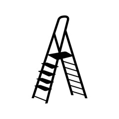 Aluminium werner high stepladder icon | Black Vector illustration |