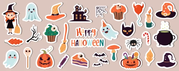 Foto op Canvas A set of stickers for halloween © Myurenn