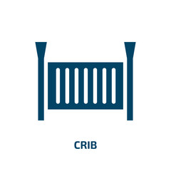 crib vector icon. crib, kid, bear filled icons from flat kindergarten concept. Isolated black glyph icon, vector illustration symbol element for web design and mobile apps