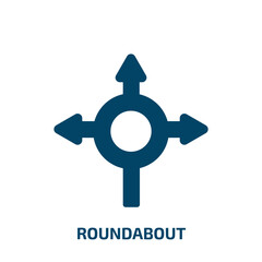 roundabout vector icon. roundabout, circus, amusement filled icons from flat driving school concept. Isolated black glyph icon, vector illustration symbol element for web design and mobile apps