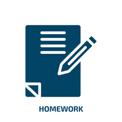 homework vector icon. homework, school, education filled icons from flat high school concept. Isolated black glyph icon, vector illustration symbol element for web design and mobile apps