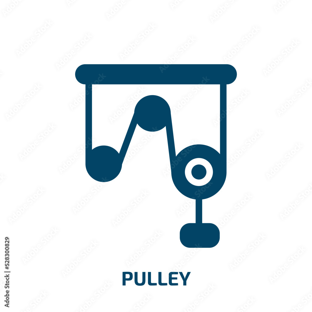 Poster pulley vector icon. pulley, structure, button filled icons from flat physics concept. isolated black