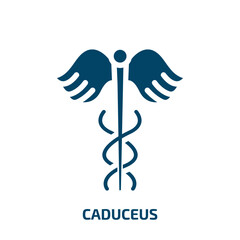 caduceus vector icon. caduceus, medical, health filled icons from flat science concept. Isolated black glyph icon, vector illustration symbol element for web design and mobile apps