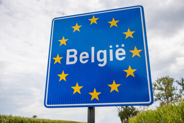 Country sign of Belgium at the dutch border