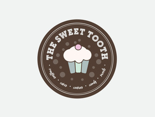 The Sweet Tooth Bakery Round Badge Sticker Muffin Shop Cafe