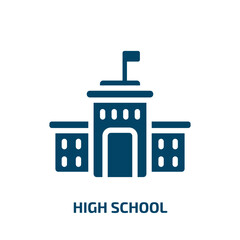 high school vector icon. high school, education, school filled icons from flat highschool concept. Isolated black glyph icon, vector illustration symbol element for web design and mobile apps