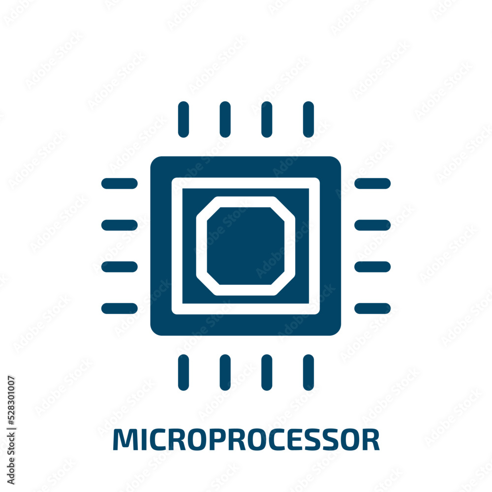 Poster microprocessor vector icon. microprocessor, processor, chip filled icons from flat science concept. 
