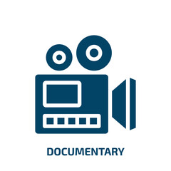 documentary vector icon. documentary, video, movie filled icons from flat history concept. Isolated black glyph icon, vector illustration symbol element for web design and mobile apps