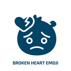 broken heart emoji vector icon. broken heart emoji, emotion, emoticon filled icons from flat emoji concept. Isolated black glyph icon, vector illustration symbol element for web design and mobile apps