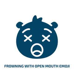 frowning with open mouth emoji vector icon. frowning with open mouth emoji, vector, graphic filled icons from flat emoji concept. Isolated black glyph icon, vector illustration symbol element for web