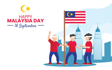 malaysia day banner or poster with petronas. Malaysia day 16 september square background for flayer, advertising card, social media post. Vector illustration.