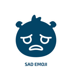 sad emoji vector icon. sad emoji, smile, sad filled icons from flat emoji concept. Isolated black glyph icon, vector illustration symbol element for web design and mobile apps