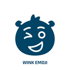 wink emoji vector icon. wink emoji, happy, smile filled icons from flat emoji concept. Isolated black glyph icon, vector illustration symbol element for web design and mobile apps