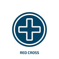 red cross vector icon. red cross, cross, label filled icons from flat hospital concept. Isolated black glyph icon, vector illustration symbol element for web design and mobile apps