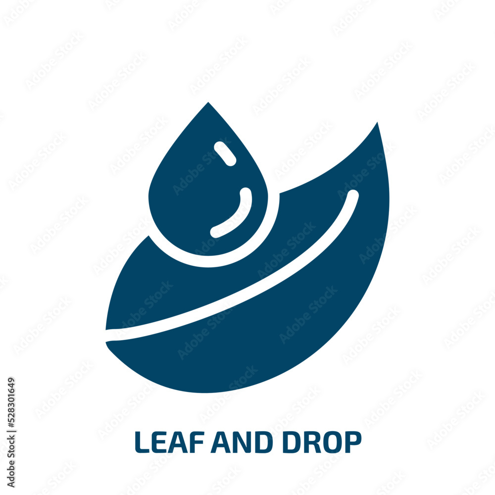 Poster leaf and drop vector icon. leaf and drop, energy, natural filled icons from flat relaxing in a spa c