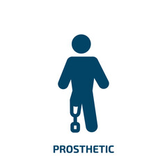 prosthetic vector icon. prosthetic, equipment, medicine filled icons from flat disabled people concept. Isolated black glyph icon, vector illustration symbol element for web design and mobile apps
