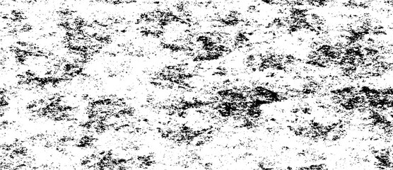 Monochrome texture composed of irregular graphic elements. Distressed uneven grunge background. Abstract vector illustration. Overlay for interesting effect and depth. Isolated on white background.