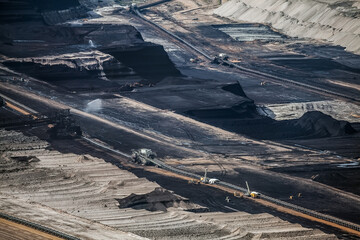 Open-pit coal mining in theTagebau Hambach - a large open-pit coal quarry in North...