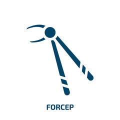 forcep vector icon. forcep, equipment, treatment filled icons from flat dental concept. Isolated black glyph icon, vector illustration symbol element for web design and mobile apps