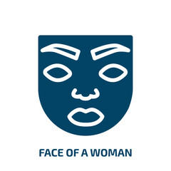 face of a woman vector icon. face of a woman, face, head filled icons from flat body parts concept. Isolated black glyph icon, vector illustration symbol element for web design and mobile apps