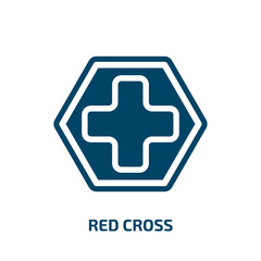 red cross symbol vector icon. red cross symbol, cross, mark filled icons from flat medicine and health concept. Isolated black glyph icon, vector illustration symbol element for web design and mobile