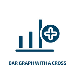 Obraz premium bar graph with a cross vector icon. bar graph with a cross, graph, cross filled icons from flat medicine and health concept. Isolated black glyph icon, vector illustration symbol element for web