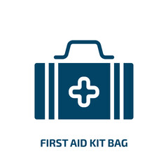 first aid kit bag vector icon. first aid kit bag, medical, emergency filled icons from flat dentist concept. Isolated black glyph icon, vector illustration symbol element for web design and mobile