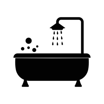 Portable Comfort Bathroom Shower Icon | Black Vector Illustration |