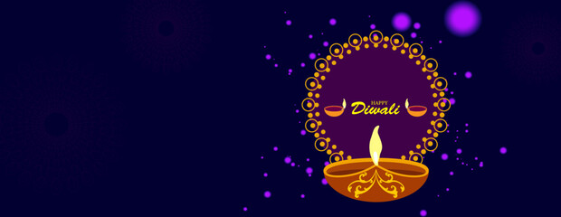 Fototapeta na wymiar Happy Diwali festival. Diwali holiday Background with rangoli, Diwali celebration greeting card.