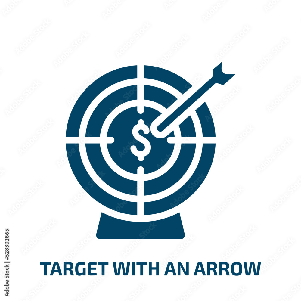 Poster target with an arrow vector icon. target with an arrow, arrow, target filled icons from flat busines