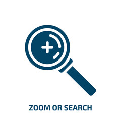 zoom or search vector icon. zoom or search, internet, search filled icons from flat business pack concept. Isolated black glyph icon, vector illustration symbol element for web design and mobile apps