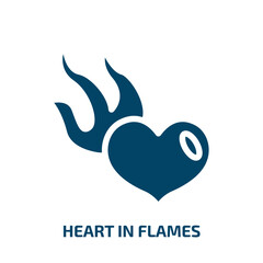 heart in flames vector icon. heart in flames, fire, heart filled icons from flat general concept. Isolated black glyph icon, vector illustration symbol element for web design and mobile apps