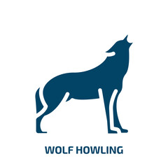 wolf howling vector icon. wolf howling, howl, animal filled icons from flat general concept. Isolated black glyph icon, vector illustration symbol element for web design and mobile apps