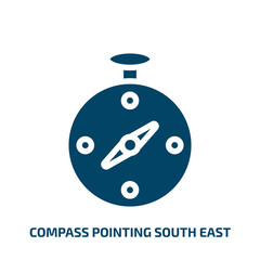 compass pointing south east vector icon. compass pointing south east, west, adventure filled icons from flat general concept. Isolated black glyph icon, vector illustration symbol element for web