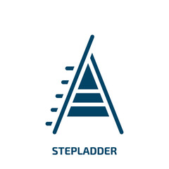 stepladder vector icon. stepladder, ladder, stair filled icons from flat general concept. Isolated black glyph icon, vector illustration symbol element for web design and mobile apps