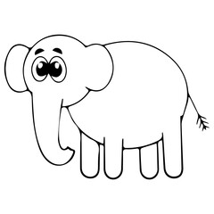Kids Coloring Pages, Cute Elephant Character Vector illustration Ai File And Image