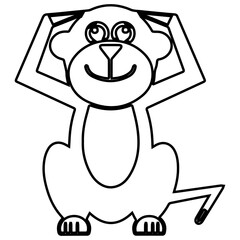Kids Coloring Pages, Cute Monkey Character Vector illustration Ai File And Image