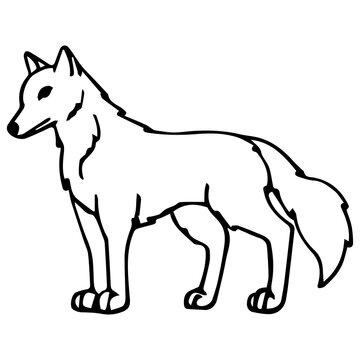 Wolf Coloring Page For Kids, Cute Wolf Character Vector illustration Ai File And Image