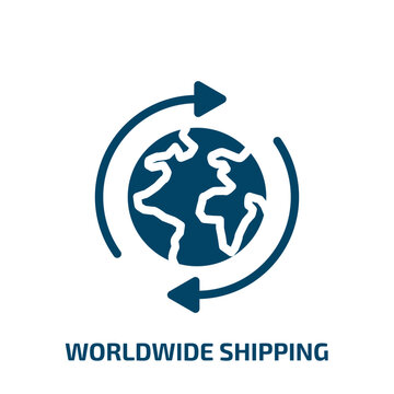 worldwide shipping vector icon. worldwide shipping, worldwide, shipping filled icons from flat logistics concept. Isolated black glyph icon, vector illustration symbol element for web design and
