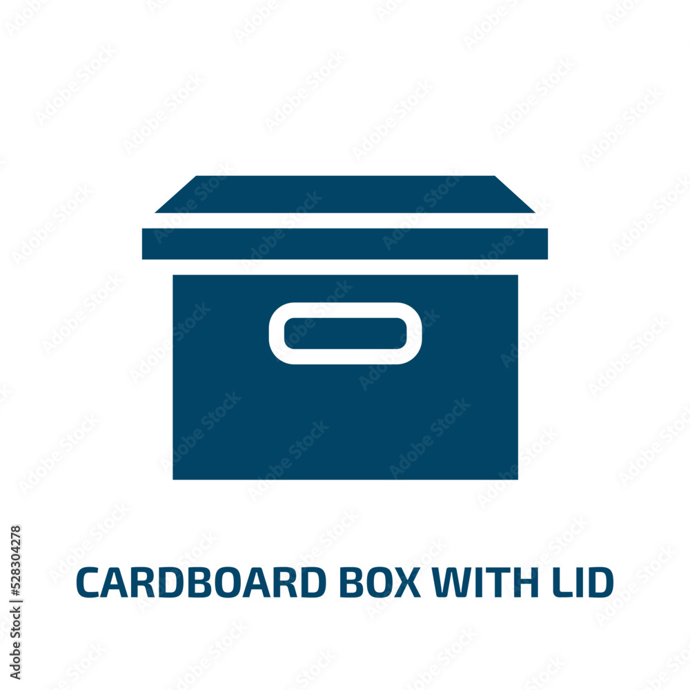 Poster cardboard box with lid vector icon. cardboard box with lid, container, lid filled icons from flat bo