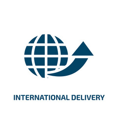international delivery vector icon. international delivery, international, truck filled icons from flat logistics delivery concept. Isolated black glyph icon, vector illustration symbol element for