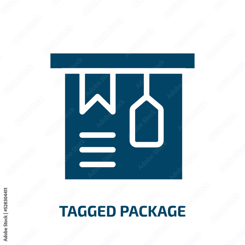 Poster tagged package vector icon. tagged package, tag, quality filled icons from flat lineal logistic conc
